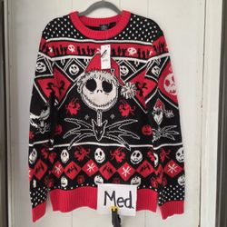 Adult MEDIUM Jack Skellington Christmas Ugly Sweater 