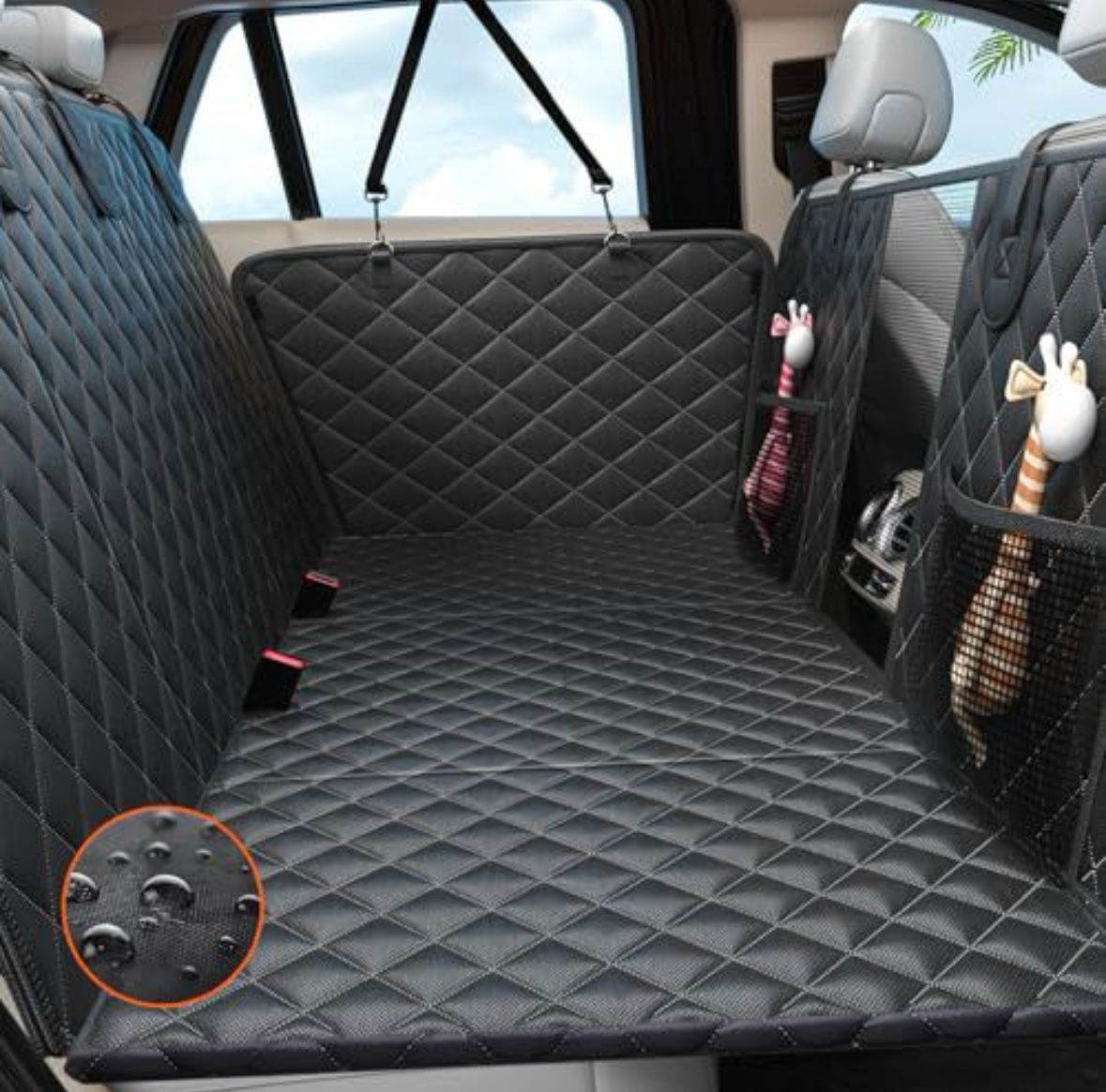 Large Back Seat Extender for Dogs Pet Car Seat Cover with Hard Bottom Waterproof