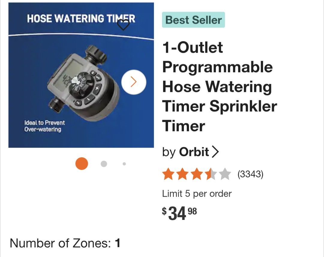 1-Outlet Programmable Hose Watering Timer Sprinkler Timer