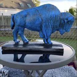 The Old Blue Buffalo Statue