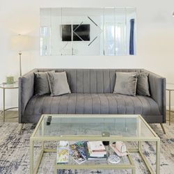 Velvet Couch (excellent Condition) 