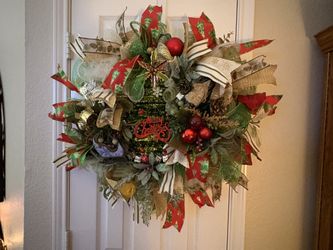 Merry Christmas Deco Mesh Door Wreath