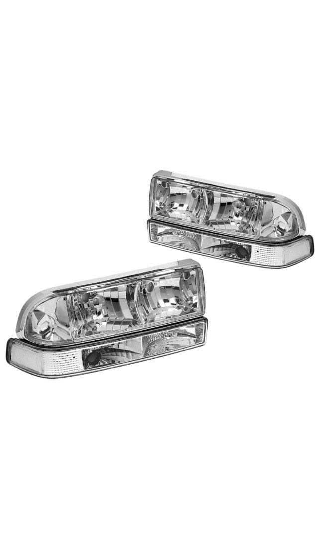 98-04 Chevy Blazer S10 Headlights Chrome Clear Luces Cromadas