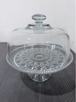 Clear Glass Cake Stand with Dome Lid - Pedestal Display