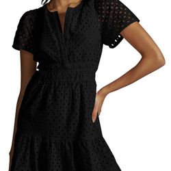 Beautiful Black Eyelet Mini Dress Size S