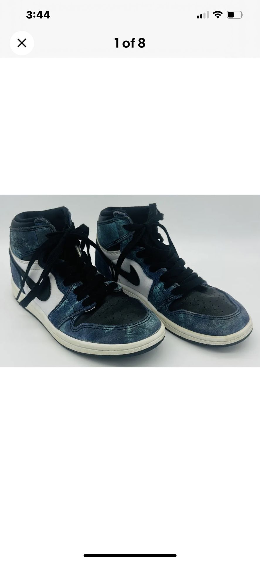 2020 Nike Air Jordan 1 Retro High White/Black Aurora Green Tie Dye Sneakers 2Y