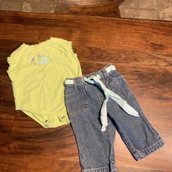 Cute Baby Girls Jeans and Top Outfit 6 Months Like New