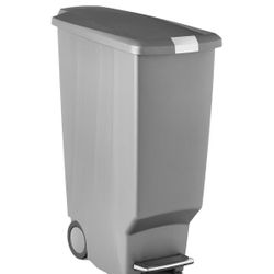 simplehuman 40 Liter / 10.6 Gallon Slim Kitchen Step Trash Can With Secure Slide Lock, Grey Plastic