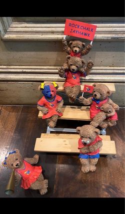 Kansas Jayhawks Bear Figurines University of Kansas KU Ridgewood Collection