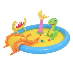  Inflatable Swimming Pool ,Water Game Play Center， for Outdoor Indoor Garden Backyard Kiddie Pool 84.5 "x 67" x 6 " for Ages 2+…