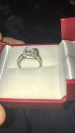 Platinum Ring 2 Carats Cushion Diamond Halo Around Giant Diamond Size 8