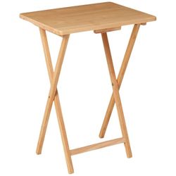 2 Piece Set Wood Folding TV Tray Table, Natural, 19" x 14.5" x 26"