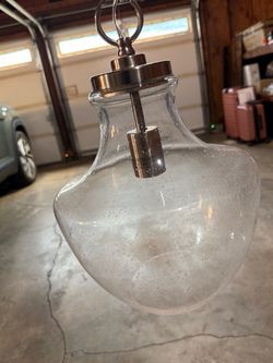 Seeded Glass Pendant Light Fixture with Brushed Nickel Hardware