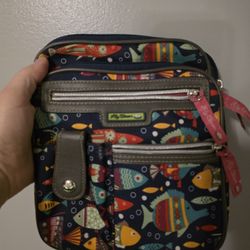 Lily Bloom Fish Print Crossbody Purse
