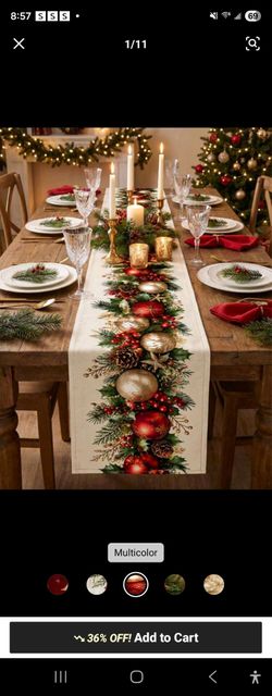 4 pcs Christmas red &gold ball pine branch table