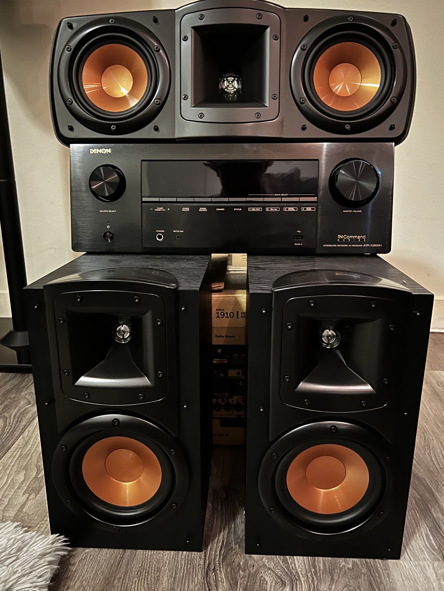 Denon X2800h And 3 Klipsch Speakers 