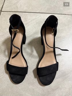 Aldo black suede ankle-strap block heel