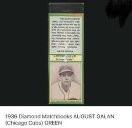 1936-MatchBook Card / August Galan - Chicago Cubs