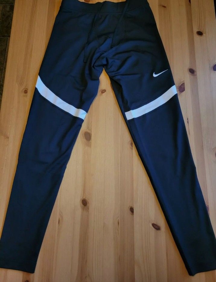 Nike Power Tech Men's Running Tights Pants Black 835955-012 Zipper Leg Size XL
