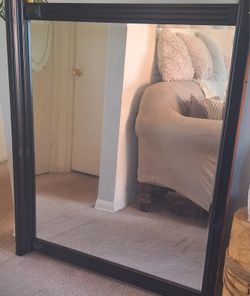 Black Solid Wood Beveled Mirrror