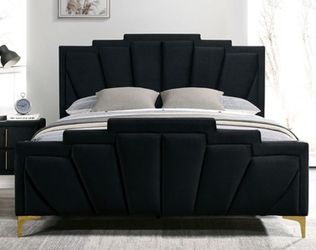 Brand New Black & Gold Queen Bed Frame