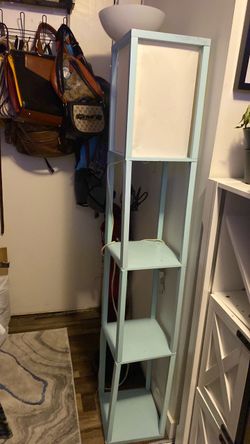 Tall Floor Lamp with Shelves-Aqua