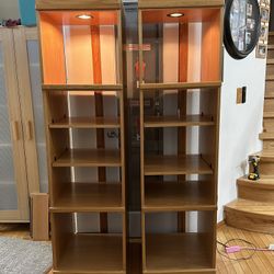 2 Wooden Book Shelves With Lights