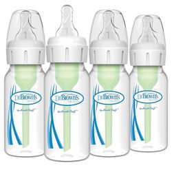 Dr. Brown's Natural Flow Anti-Colic Options+ Narrow Baby Bottle, 4 oz/120 mL, with Level 1 Slow Flow Nipple, 0m+, 4 Bottles( New In Box)