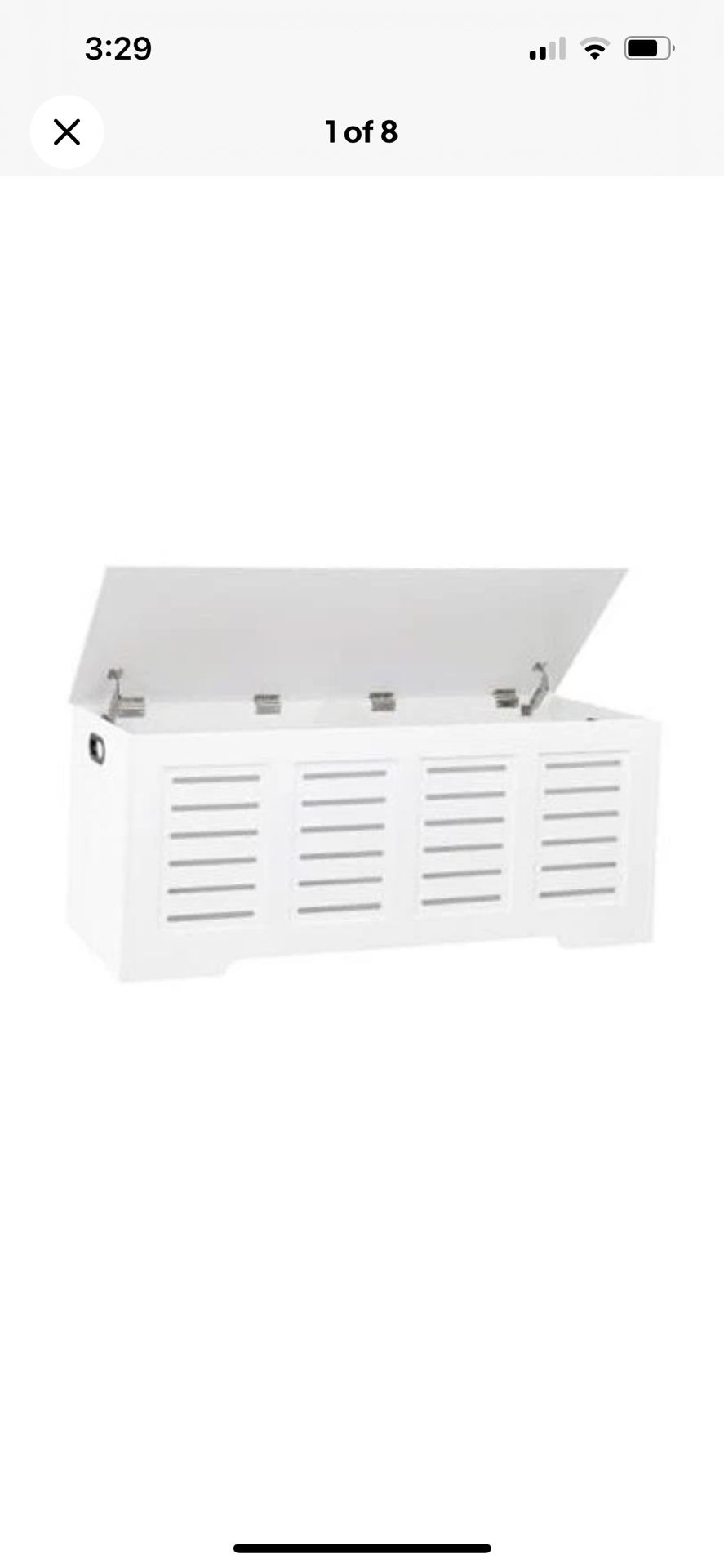 Storage Chest, 47.3” Wooden Toy Box with 2 Safety Hinges, Retro 47.3"L White