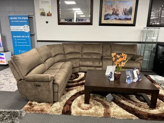 Brown Sofa Sectional w/ 3 Power Recliners