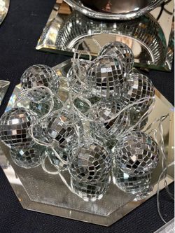 Lighted Stringed Mirrored Disco Balls