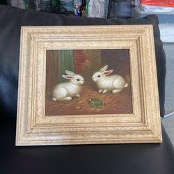 Small Framed Original Painting - Two Bunnies <3