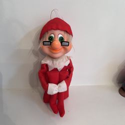 Vintage Christmas Pixie Elf Knee Hugger With Glasses Made in Japan