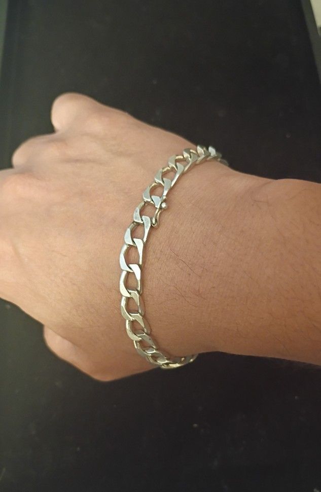 Vintage FGS VIOR Italy 925 Sterling Silver Square Curb Bracelet