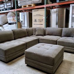 Gray 6 Piece Sectional Couch With Ottoman (FREE DELIVERY 🚚)