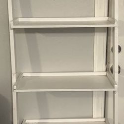 5 Shelf Wood Ladder Bookcase In White
