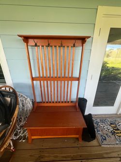Wood Entryway Hall Tree with Storage Bench