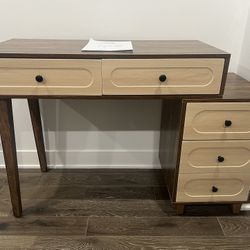 Tribedesigns 51-Inch Computer Desk with 5 Drawers in Brown