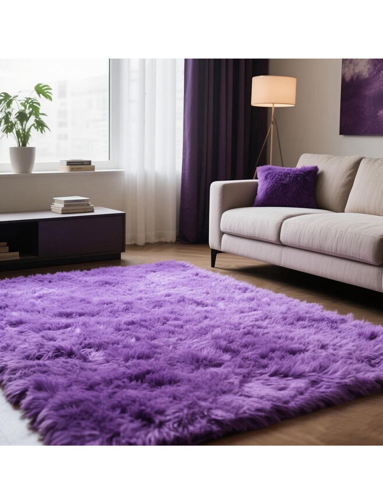 Brandnew Purple Area Rugs for Girls Bedroom Living Room, 6x9 Fluffy Fuzzy Shaggy Carpet for Kids Playroom Nursery, Thick Soft Plush Mat for Kids Baby 