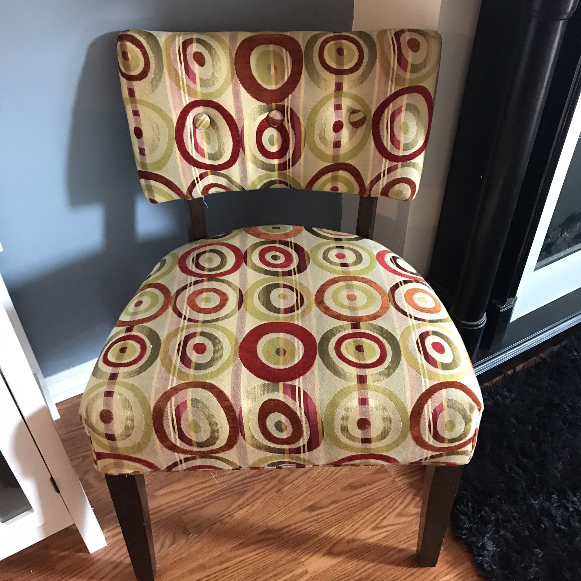 Klismos accent chair Corner Chair Red  Gold Rings + Red leather footstool