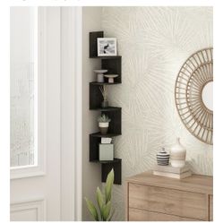 5 Tier Modern Espresso Corner Wall Shelf 