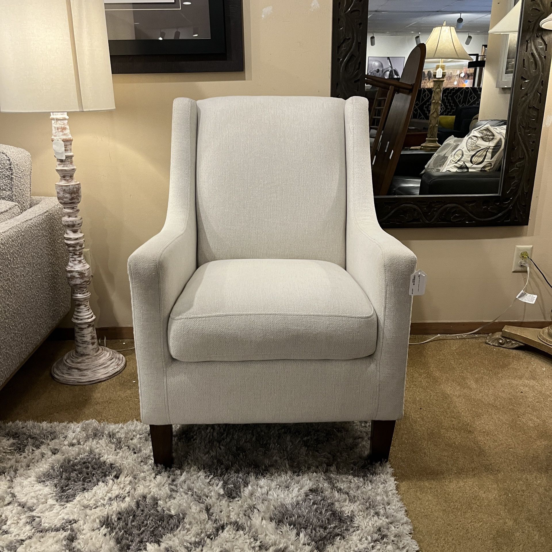 Nailed White Accent Chair