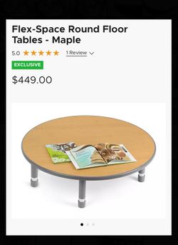 Lakeshore Flex-Space 42 Inch Round Floor Tables - Maple - EXCELLENT CONDITION - Adjustable Height From 11” to 16” High