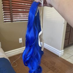 Blue Wrap Ribbon Pony Extension 