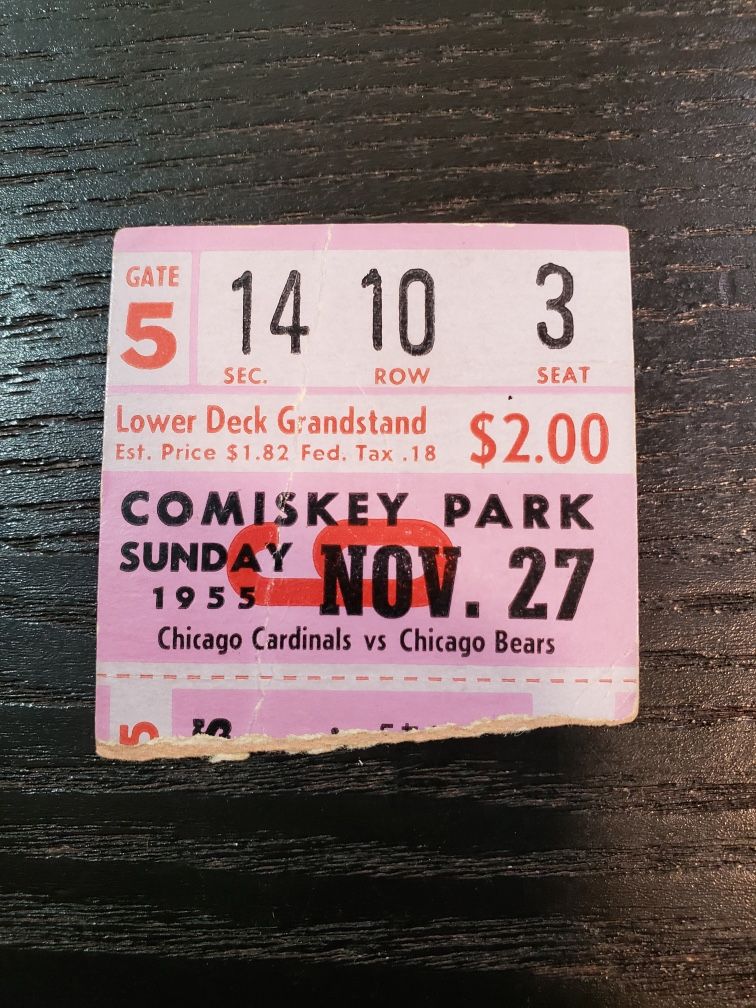 1955 Chicago Cardinals Vs Chicago Bears Football Stub