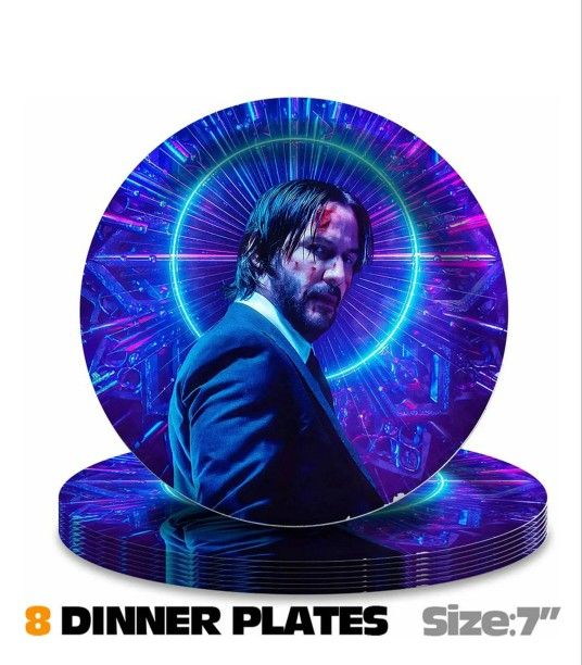 (Birthday Decoration) John Wick Party Supplies Decor DecorationsPlates, Movie Background Cake Topper...