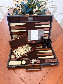 Vintage Backgammon Set in Leather Case