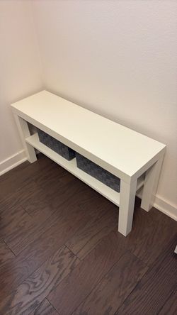 White Console Table with Lower Shelf