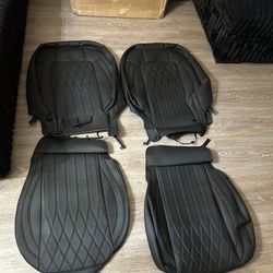 FEINEPRO Black Faux Leather Seat Covers for Ford Mustang Coupe 2015-2025