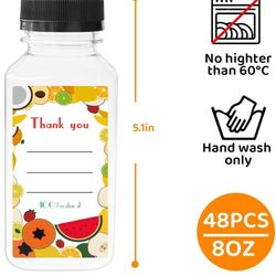 48pcs 8oz Juice bottle with caps,Plastic bottles with caps, Reusable Clear Bulk Beverage Containers for Juice, Milk and Other Beverages